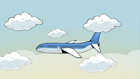 Flugzeug-Fliegt-In-Den-Himmel-2D-Animation\r